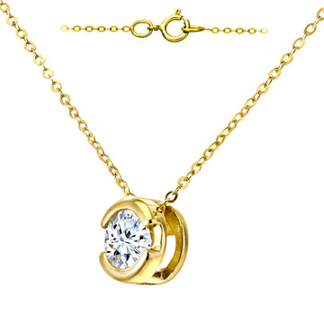 0.25ct Round Diamond Bezel Set Solitaire Pendant In 9ct Yellow Gold